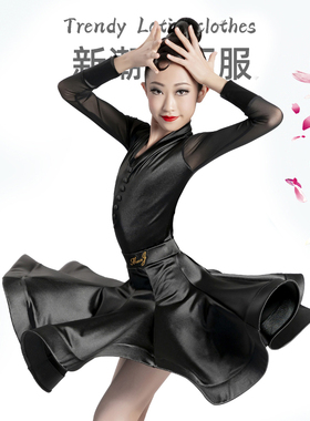 弥曼黑池拉丁舞比赛服2025新款黑色高级感上衣设计感练功服黑网扣