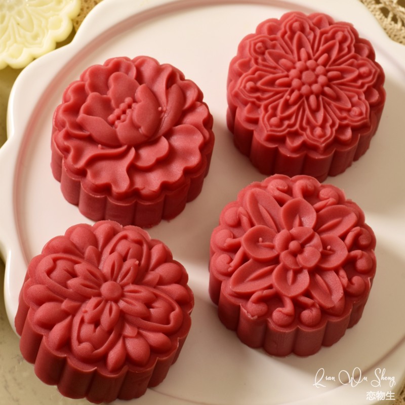 100g月饼模具玫瑰花莲花雪花羽毛