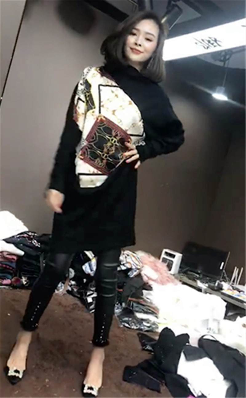 春季新款欧货宽松版高领长袖t恤