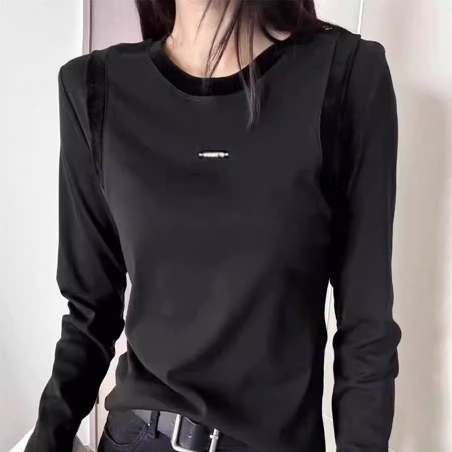 秋季修身显瘦长袖T恤纯色小衫
