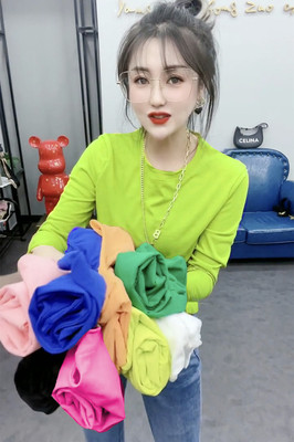 欧货新款糖果色长袖薄款T恤防晒