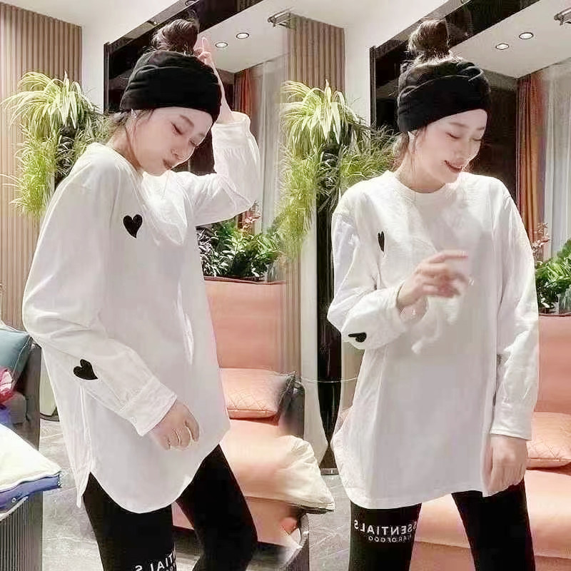 欧货洋气宽松中长款刺绣T恤