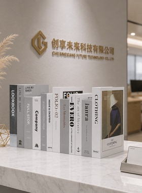 假书摆件装饰仿真英文书籍直播间背景客厅飘窗电视酒柜茶台道具书