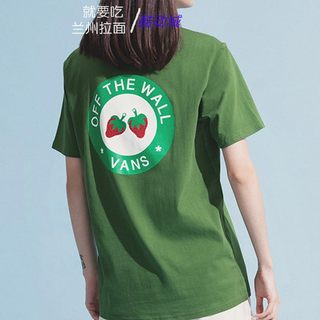 VANS夏季绿色天蓝色橙橘色草莓独角兽背面印花短袖T恤VN0A4URUZQW
