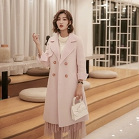 2019 mới mùa xuân và mùa thu cashmere mẫu len xương cá hai mặt áo len dài phiên bản Hàn Quốc của quần áo len nữ - Áo Hàn Quốc áo dạ nữ dáng lỡ