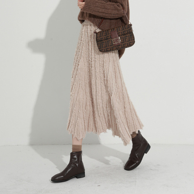 针织冬天配毛衣条纹拼接半身裙