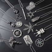 百搭简约吊坠嘻哈钢项链男潮人网红街头个性 蹦迪潮牌配饰挂件