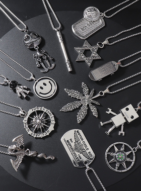 儿童项链男孩脖子配饰潮嘻哈风吊坠女童搭配衣服街头街舞时尚链子