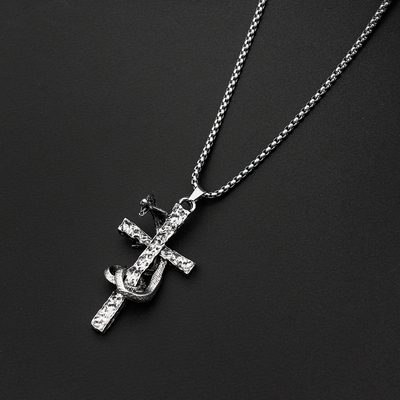 个性蛇缠十字架项链锁骨链