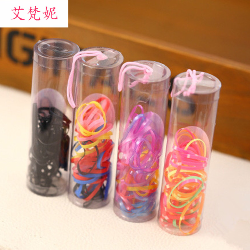 艾梵妮促销强拉不断桶装糖果彩色黑色皮筋弹力 橡皮筋 发圈发饰发