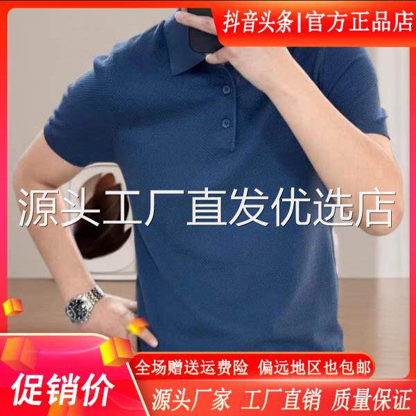 凯登鹿轻奢专柜冰丝春夏翻领T恤精致线针织短袖商务菠萝针polo衫