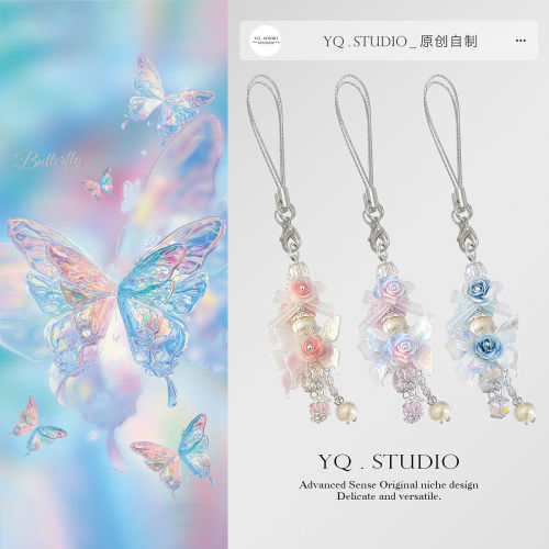 YQ.STUDIO蝴蝶结玫瑰手机链防尘塞安卓华为小米苹果17挂件tyc通用
