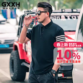 T恤胖子纯色宽松胖人翻领polo衫 短袖 200斤 加肥加大码 GxxH潮牌男装