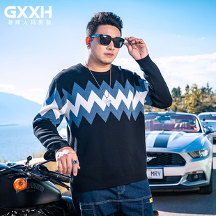 GxxH特价清仓毛衣 潮牌大码男装加肥加大宽松显瘦休闲胖子针织衫