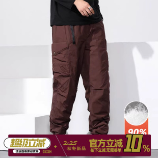 直筒羽绒裤 潮胖宽松运动裤 男裤 加肥加大御寒休闲裤 大码 GxxH秋冬款