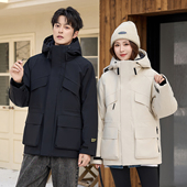 2025冬季 高端保暖黑金风壳冲锋衣情侣外套 短款 新款 羽绒服男女同款