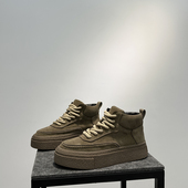 潮流百搭厚底增高靴系带运动休闲鞋 男鞋 2023新款 真皮高帮鞋 冬季 款