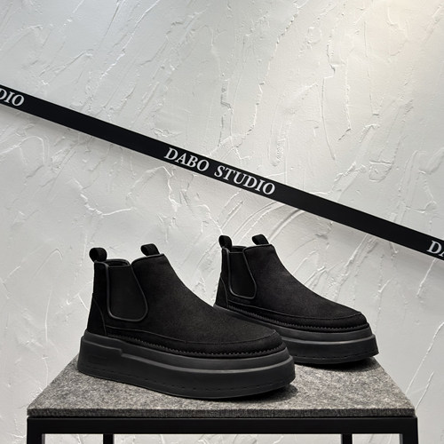 高帮一脚蹬切尔西靴软底加绒短靴