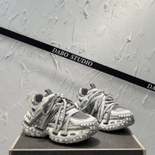 轮胎鞋 运动休闲鞋 2025新款 做旧厚底增高鞋 网面透气老爹鞋 男女同款