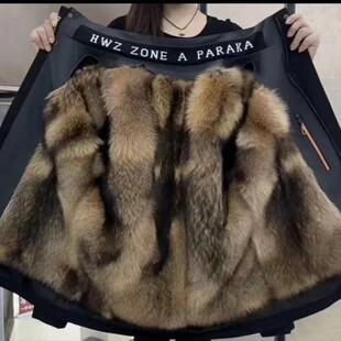 子毛袖 男士 袖 抗寒保暖皮草派克服 貉子整皮整张派克王