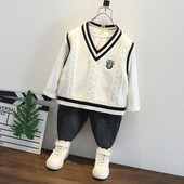 时髦外穿打底衫 男孩春装 潮 宝宝学院风马夹2026新款 男童马甲春秋款