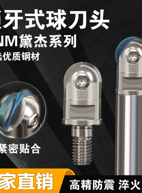 BNM黛杰锁牙式分体合金铣刀头/半圆球型精加工抗震刀头钨钢抗震杆