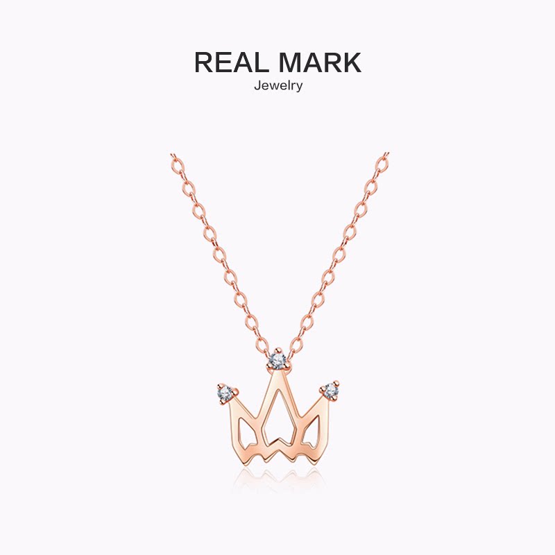 皇冠18k彩金项链女锁骨链玫瑰金钻石吊坠au750气质轻奢小众礼物|ruв категории ювелирные изделия/алмаз/жадеит/золото, драгоценности Kim, монисто - от Buy2taobao.com для оказания профессиональной услуги покупки агента Taobao