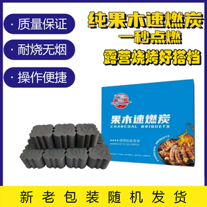 速燃烧烤碳果木炭户外野营烧烤炭无烟耐烧碳家用煮茶炭引火碳