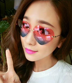 墨镜水晶心形少女个性风太阳镜