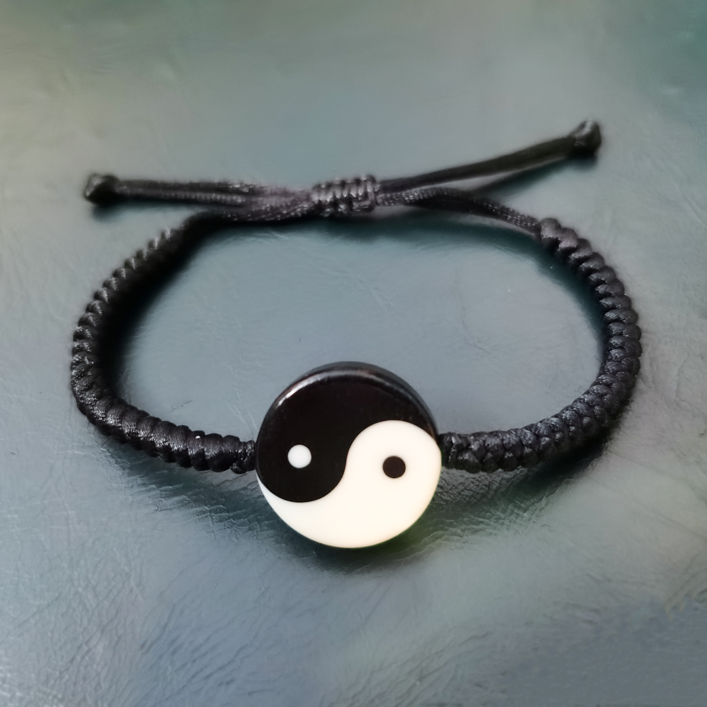 太极阴阳鱼黑檀木勾玉古风道家文化八卦吊坠个性男女手工原创手链