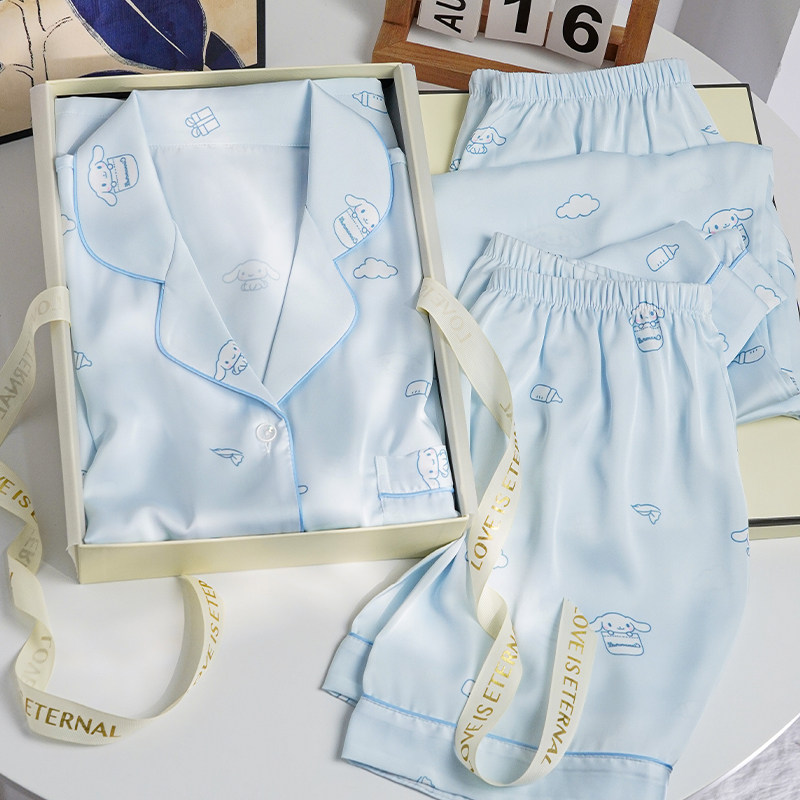 猫人冰丝睡衣女夏季三件套2025新款薄款卡通少女家居服送闺蜜礼盒,女士内衣/男士内衣/家居服,睡衣/家居服套装,淘宝优惠券,粉丝福利购,淘宝优惠卷