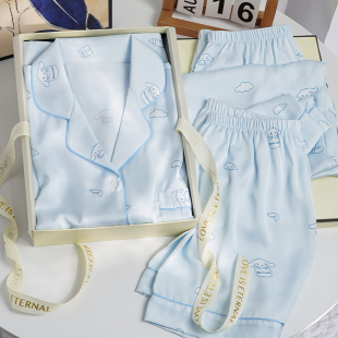 猫人冰丝睡衣女夏季三件套2026新款薄款卡通少女家居服送闺蜜礼盒