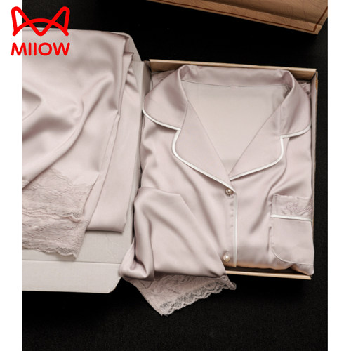 猫人冰丝夏季女睡衣三件套礼盒