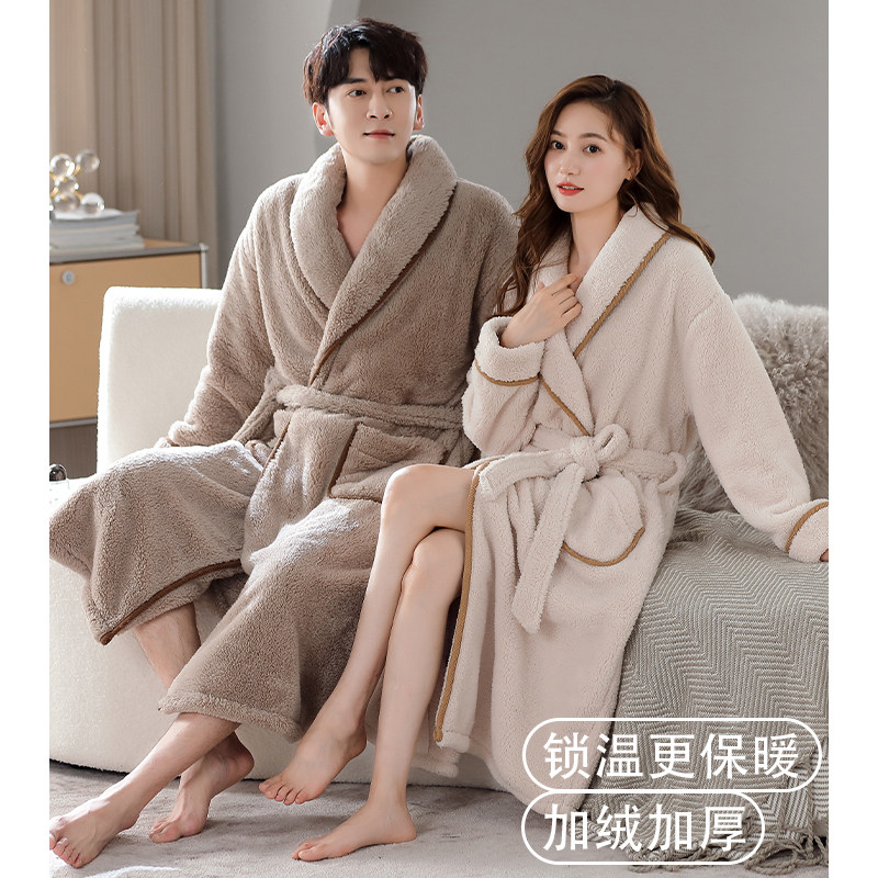 猫人情侣睡衣女秋冬季珊瑚绒加厚加绒睡袍法兰绒保暖浴袍男家居服,女士内衣/男士内衣/家居服,睡袍/浴袍,淘宝优惠券,粉丝福利购,淘宝优惠卷