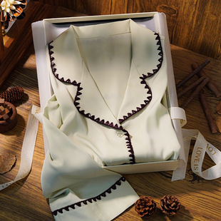 送闺蜜礼盒装 猫人冰丝睡衣女带胸垫春秋款 高级感2025新款 薄款 夏季