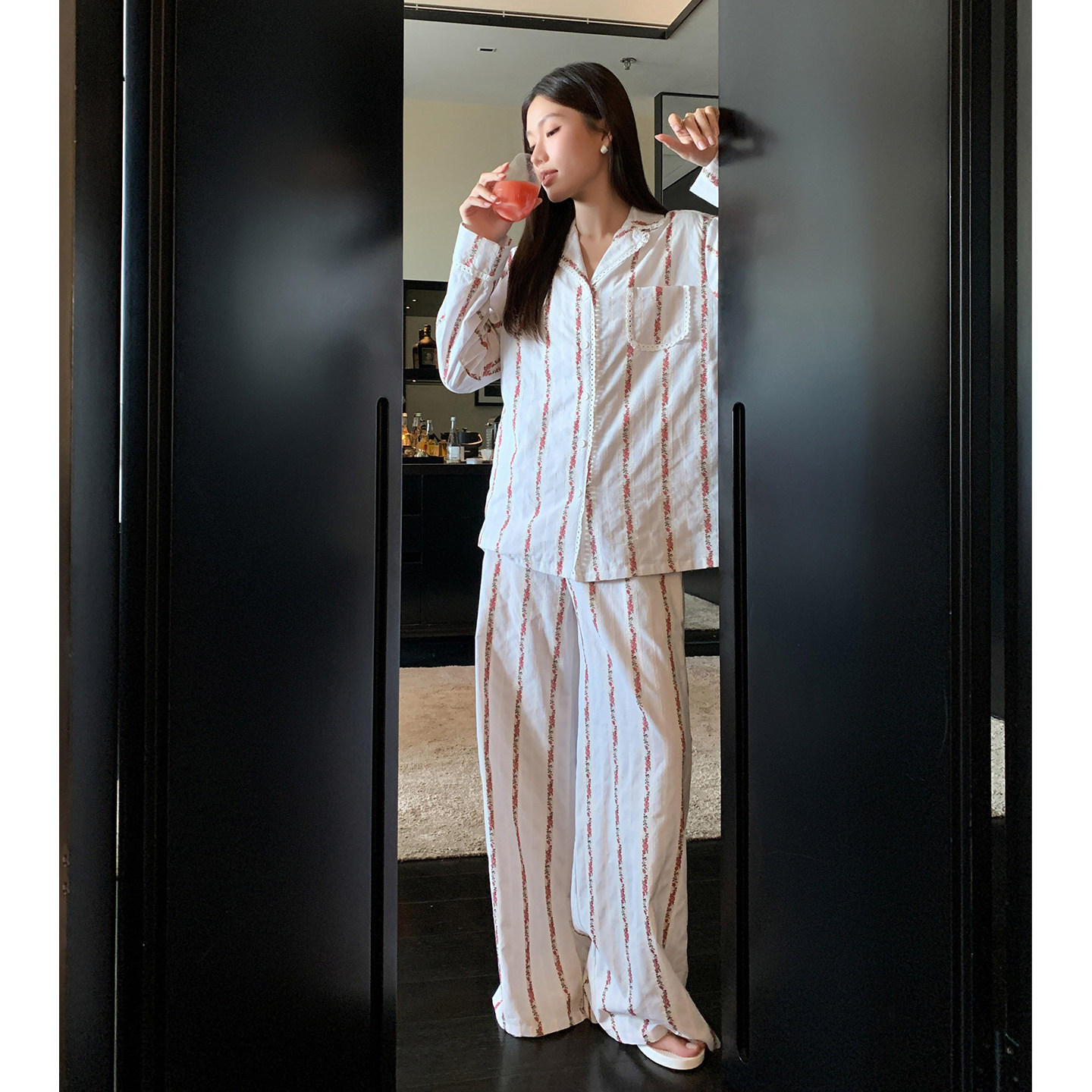 猫人天丝棉睡衣女带胸垫春秋款2025新款宽松阔腿家居服高级感套装,女士内衣/男士内衣/家居服,睡衣/家居服套装,淘宝优惠券,粉丝福利购,淘宝优惠卷