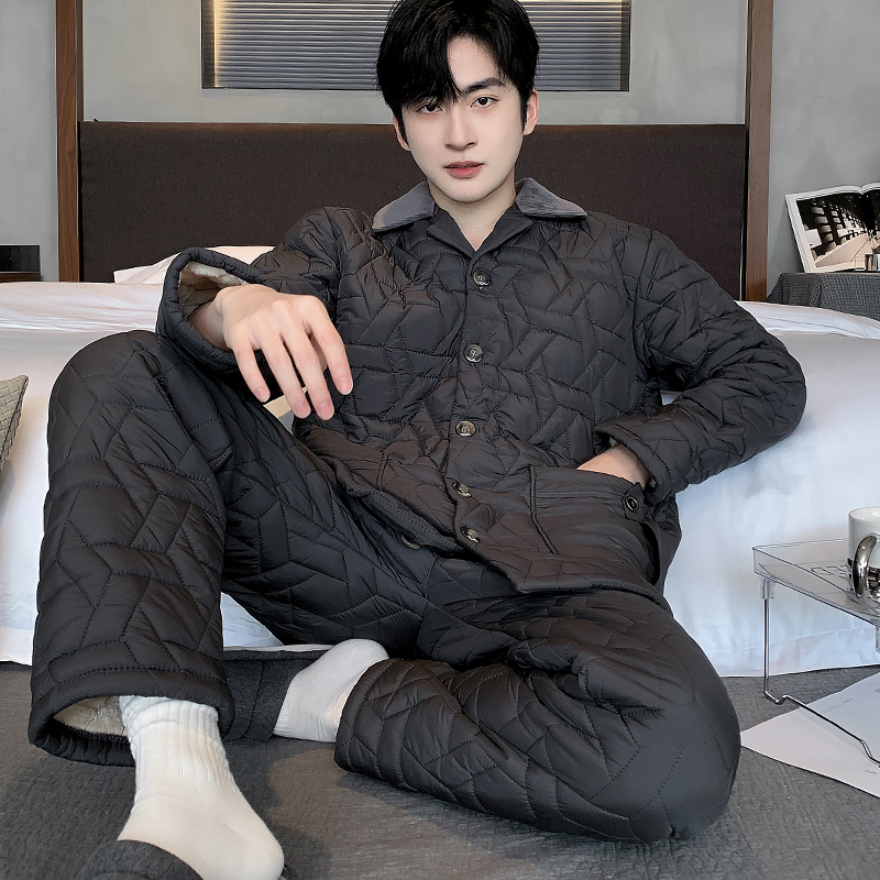 猫人【羽绒夹棉】男士睡衣冬季