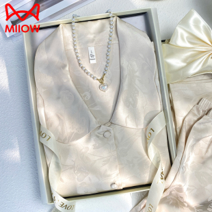 真丝高级感家居服送闺蜜礼盒装 薄款 春夏季 猫人冰丝睡衣女2025新款