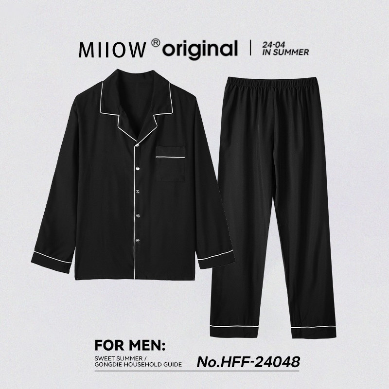 猫人冰丝男士睡衣春秋款薄款2026新款高级感宽松大码送男友家居服