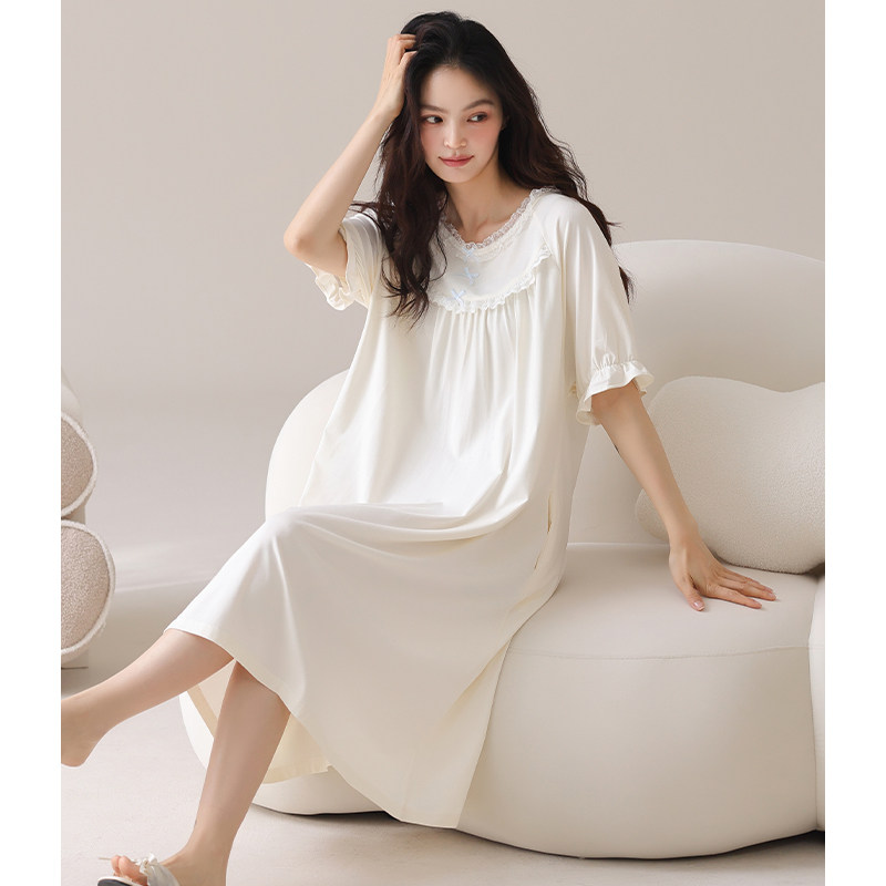 猫人带胸垫睡裙女夏季短袖莫代尔棉薄款宽松大码中长款公主风裙子,女士内衣/男士内衣/家居服,睡裙,淘宝优惠券,粉丝福利购,淘宝优惠卷