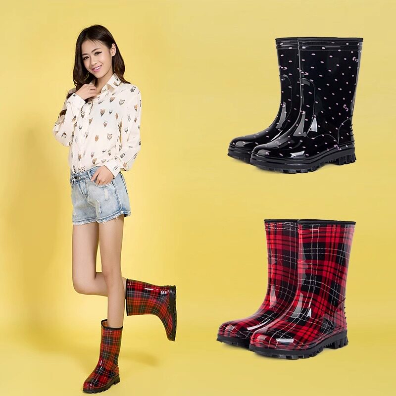 【台湾】雨鞋女款成人防水防滑中筒轻便外传雨靴水鞋夏季时尚胶鞋
