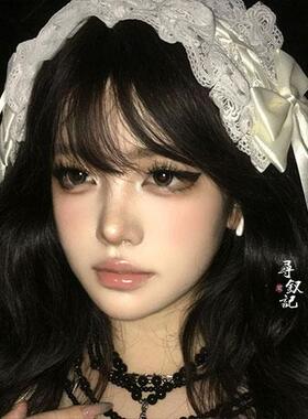 法式Lolita白色蝴蝶结蕾丝发带女高级感可爱女仆拍照头饰头箍cos