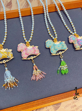 新中式非遗宋锦小马毛衣链