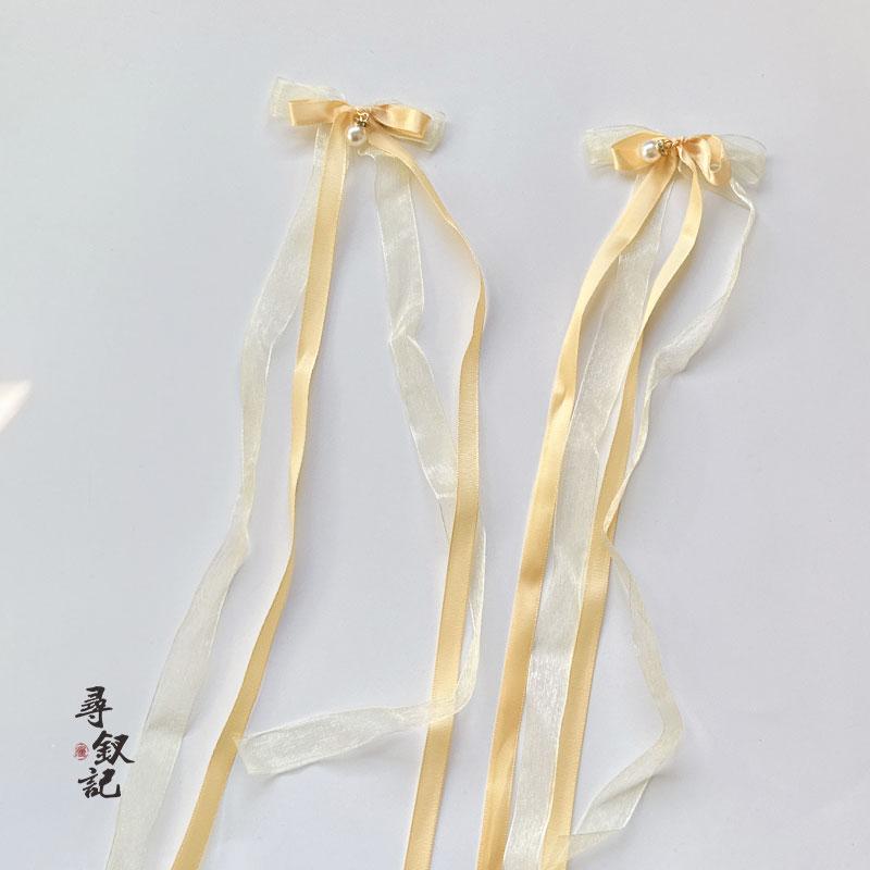儿童丝带后压发夹超可爱甜美流苏古风女童头饰飘带蝴蝶结汉服发饰图片