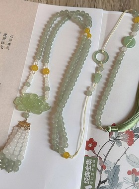 「爱莲说」莲花璎珞长款背云流苏项链新中式国风古风马面裙配饰品