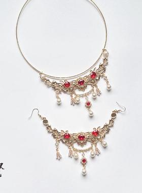 原创【红昭】额饰额链铜锆石国风古典异域古风汉服项圈明制配饰