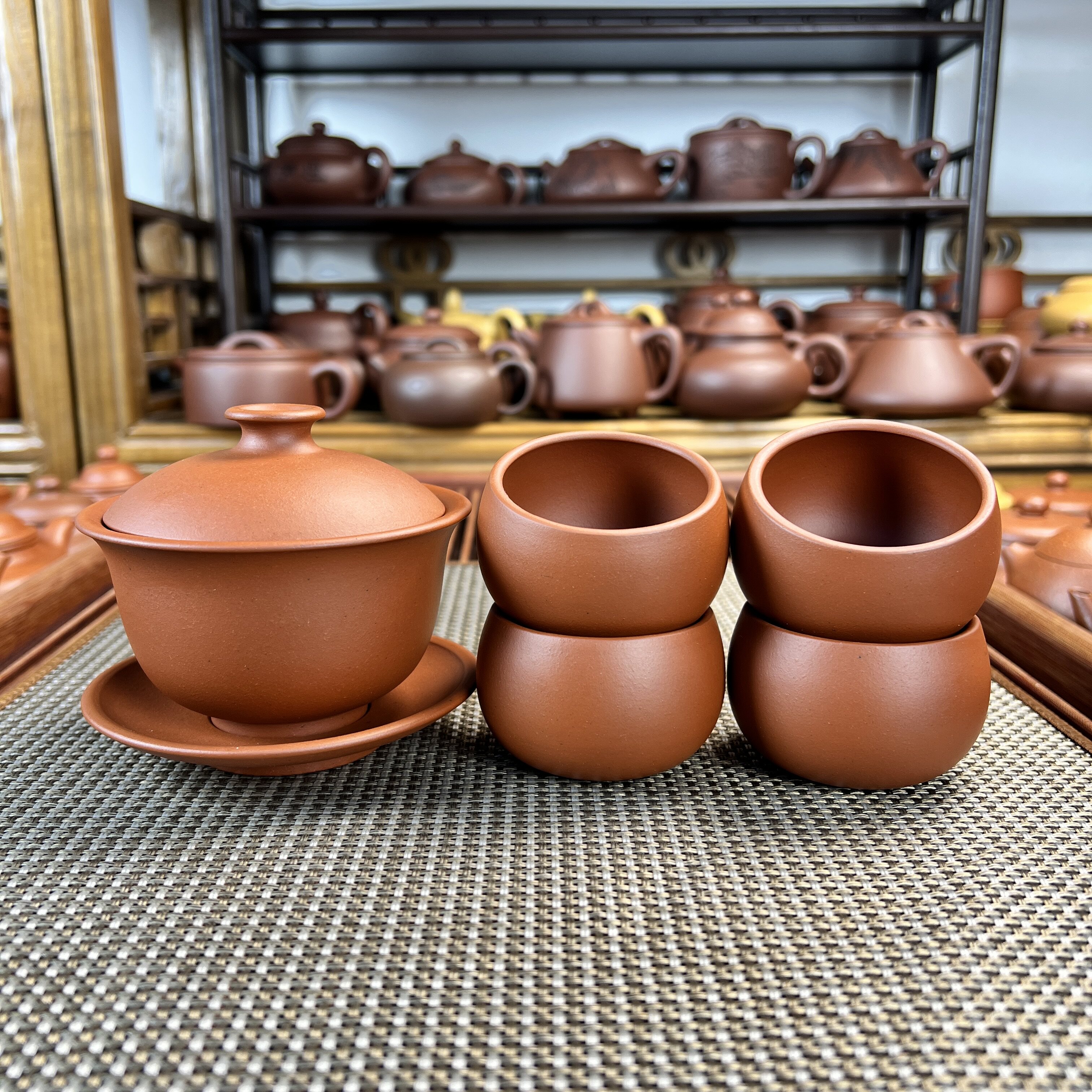 红清水泥紫砂盖碗小套装（盖碗 150cc/小杯 70cc）