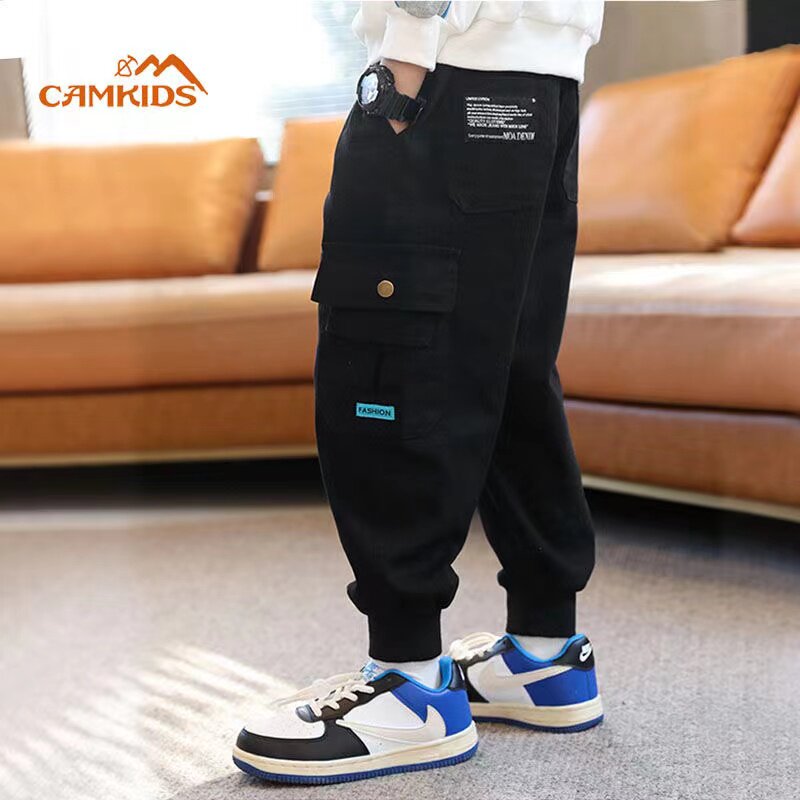 CAMKIDS男童休闲裤春秋款2023新款中大童秋季工装裤儿童宽松裤子
