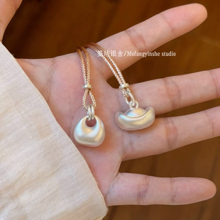 足银999.9银元宝吊坠实心福袋小银坨古法招财纳福百搭毛衣链礼物