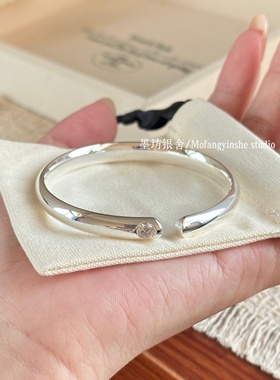 足银999.9点钻泥鳅背实心银手镯